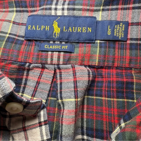 Polo Ralph Lauren Red and Green Casual Button Down Shirt Size Large holiday - Picture 9 of 9